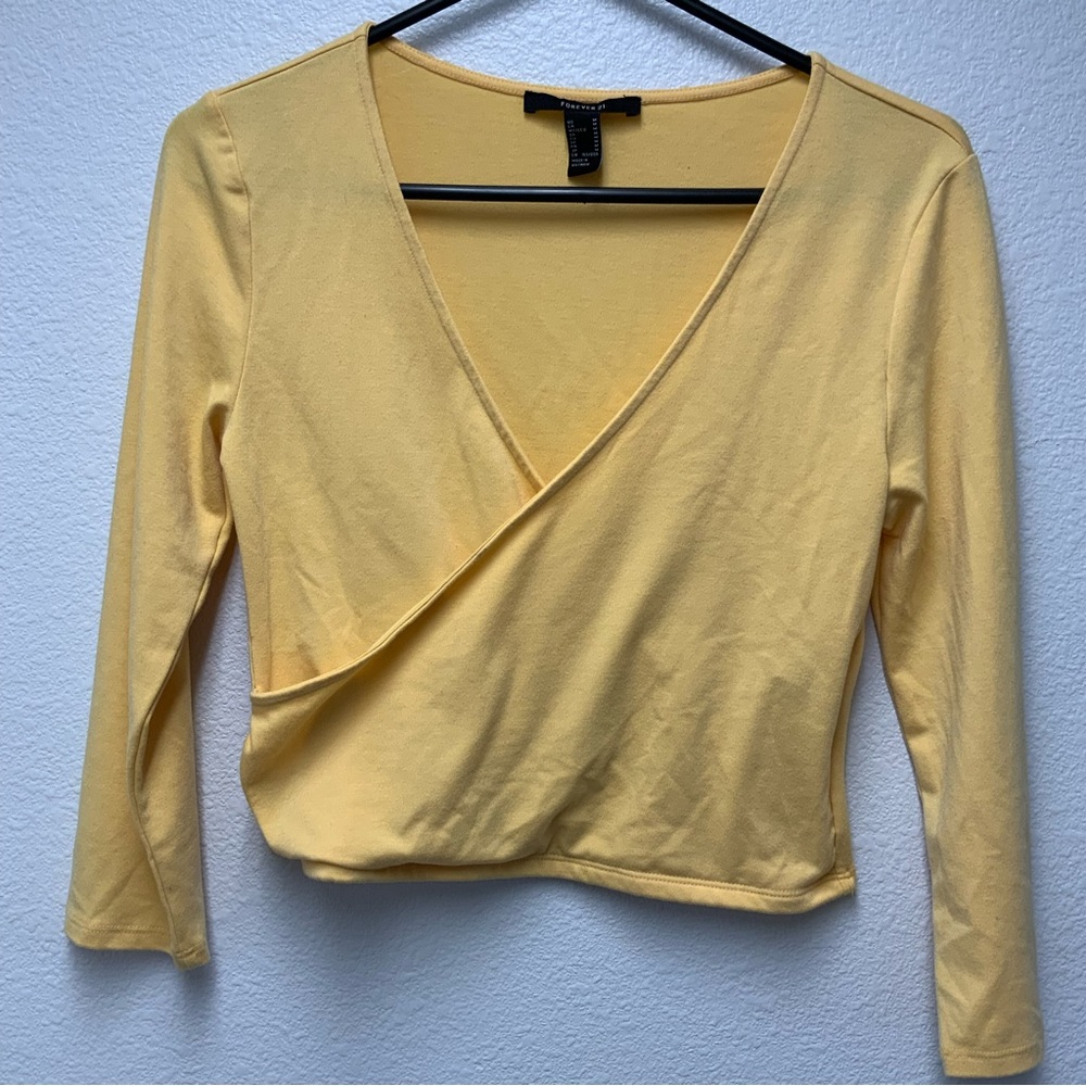 Forever 21 Yellow V-Neck Crop Top